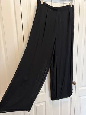 Cache Vintage Sheer Black Wide-Leg Double layer Pants 12